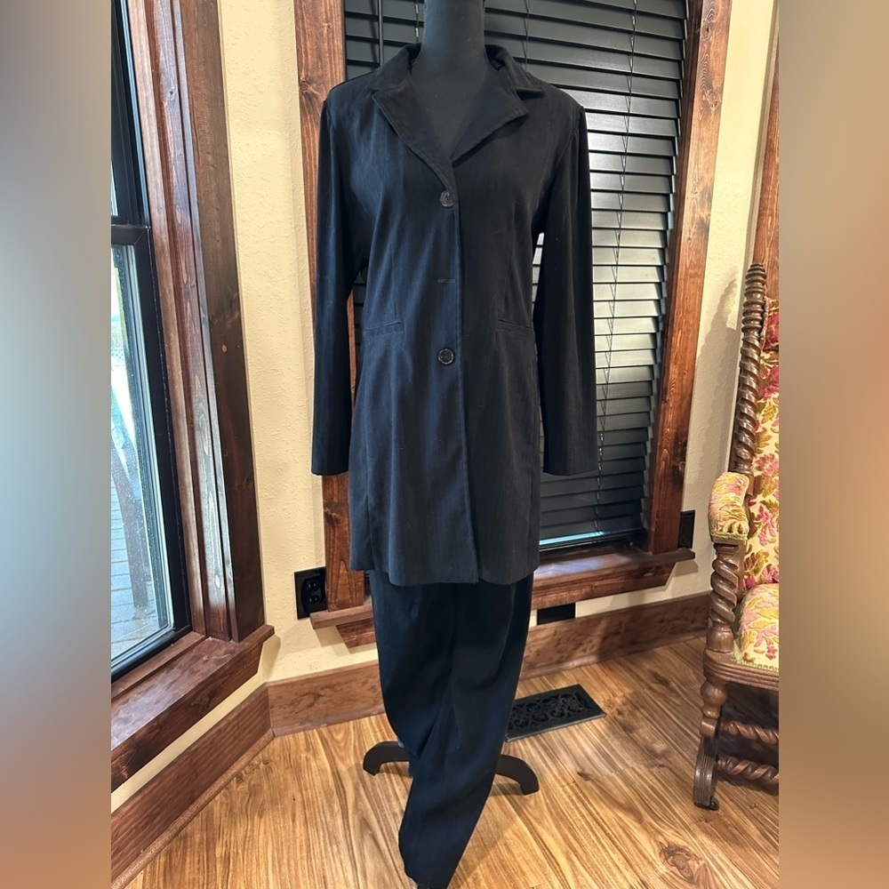 FASHION BUG 2 pice BLACK WOMEN SUIT LONG JAKET SZ 14